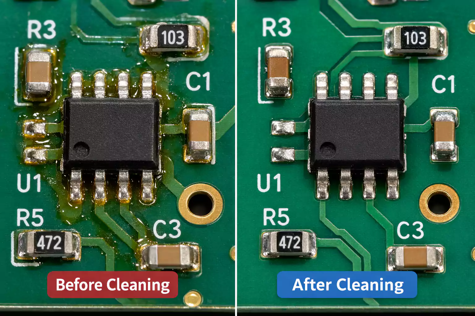 How to Clean Flux Off PCB before and after