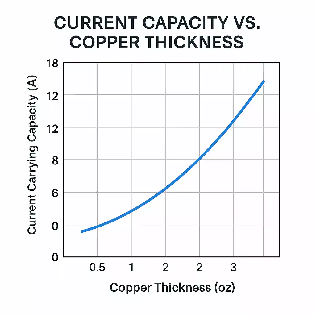Copper thickness vs. current carrying capacity chart