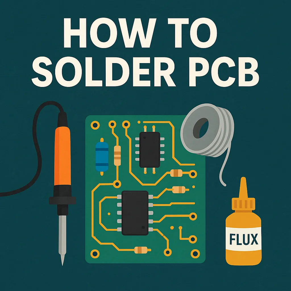 How to Solder PCB title image with soldering tools and circuit board