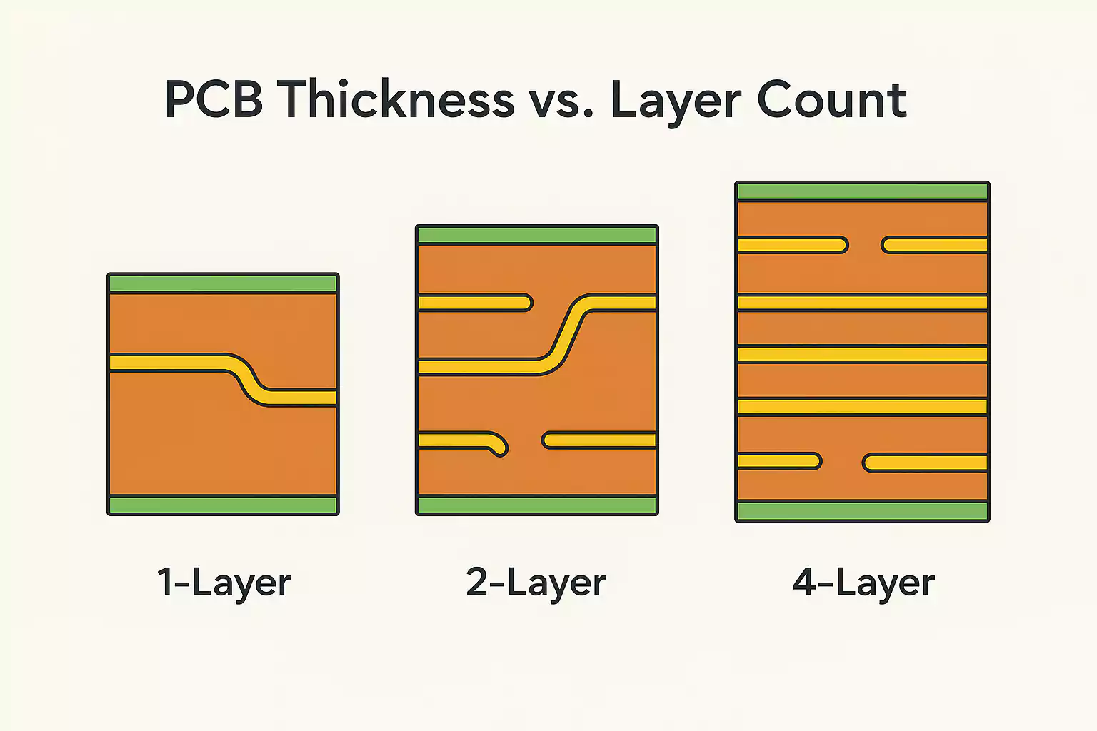 PCB thickness vs. layer count comparison diagram