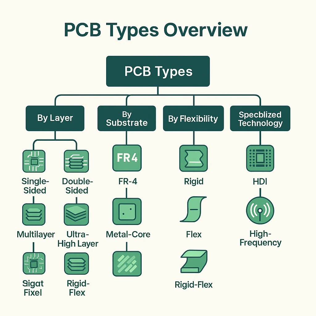 PCB types overview tree diagram
