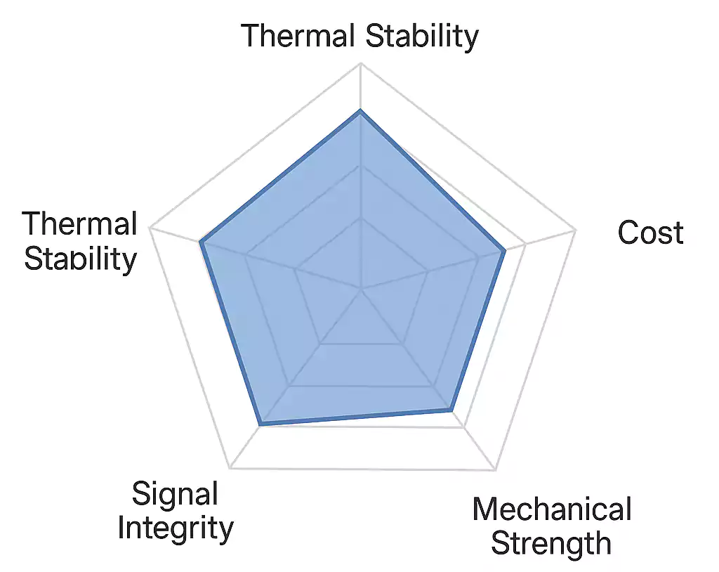 FR-4 key properties radar chart