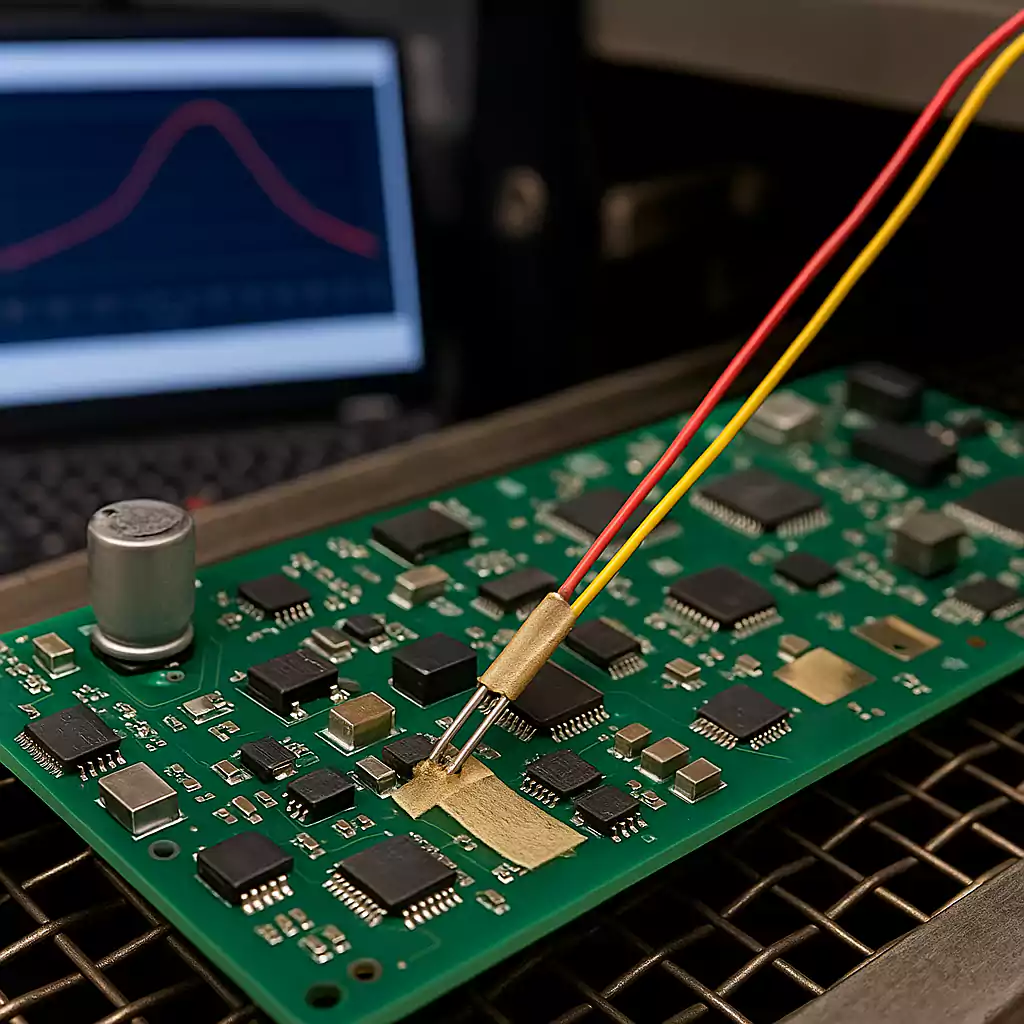 High-density PCB with mixed components during reflow process