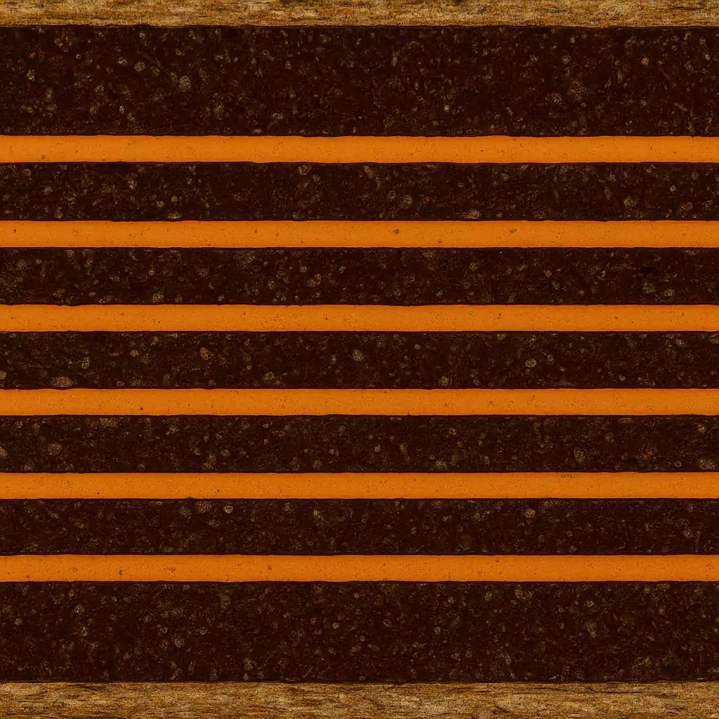 Cross-section image of laminated PCB showing resin fill and layer bonding
