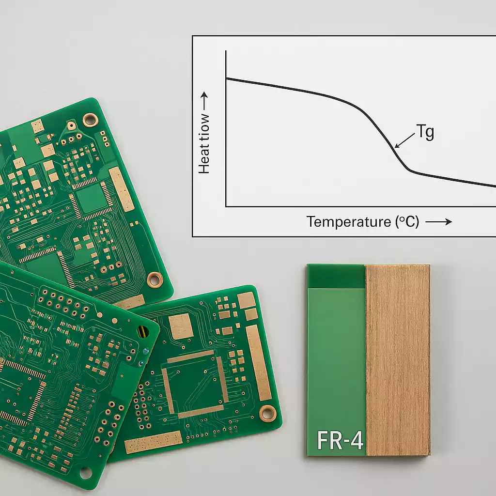 FR-4 PCBs with Tg graph showing thermal transition