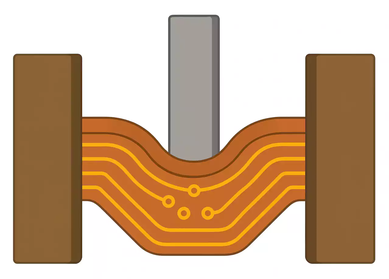 Reinforced flex PCB layout with stiffeners and connector