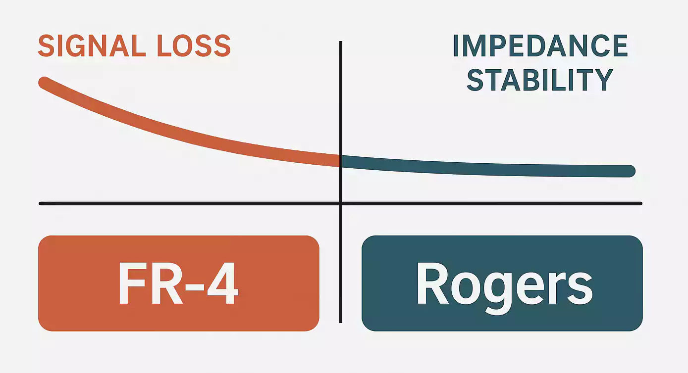 FR-4 vs Rogers signal loss and impedance comparison