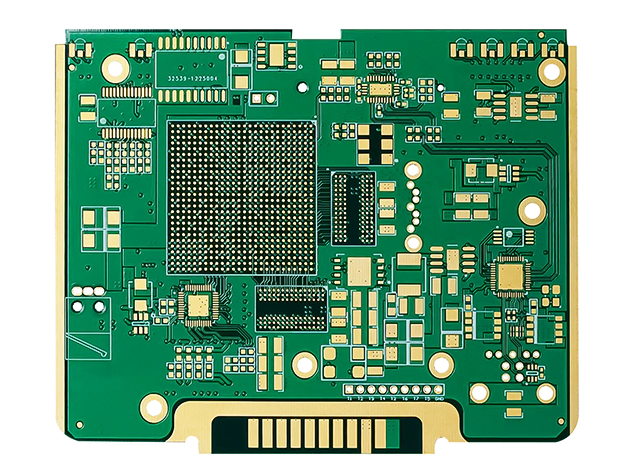 Gold finger PCB with hard gold edge connector fingers for reliable mating and repeated insertion cycles.