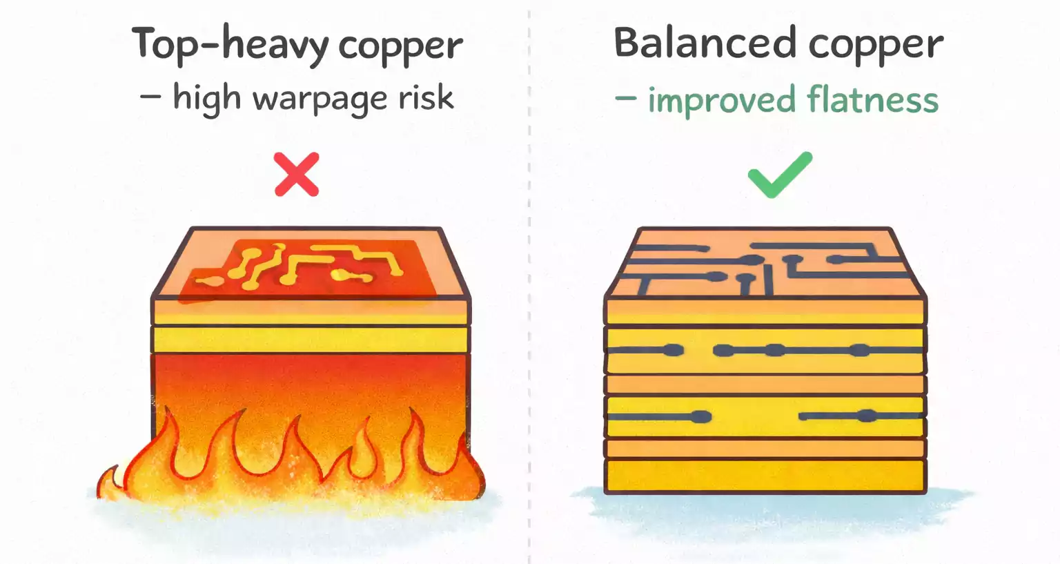 top heavy copper versus balanced copper stackup