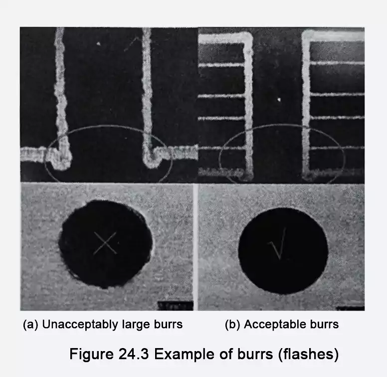 PCB drilling burr example