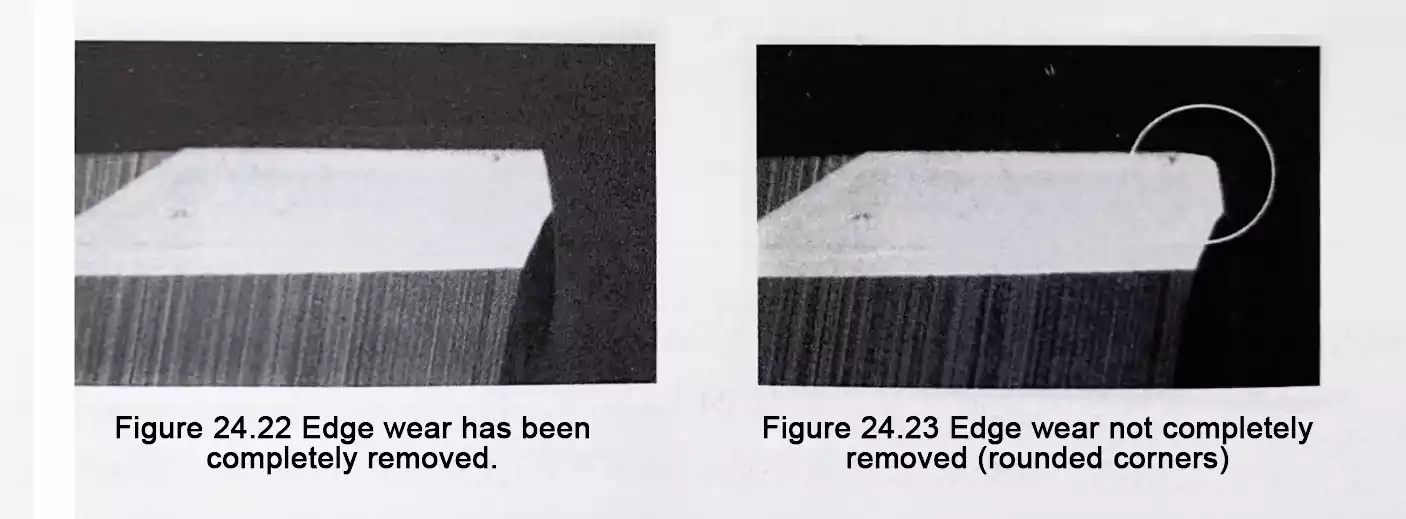 Complete and incomplete edge wear removal after regrinding