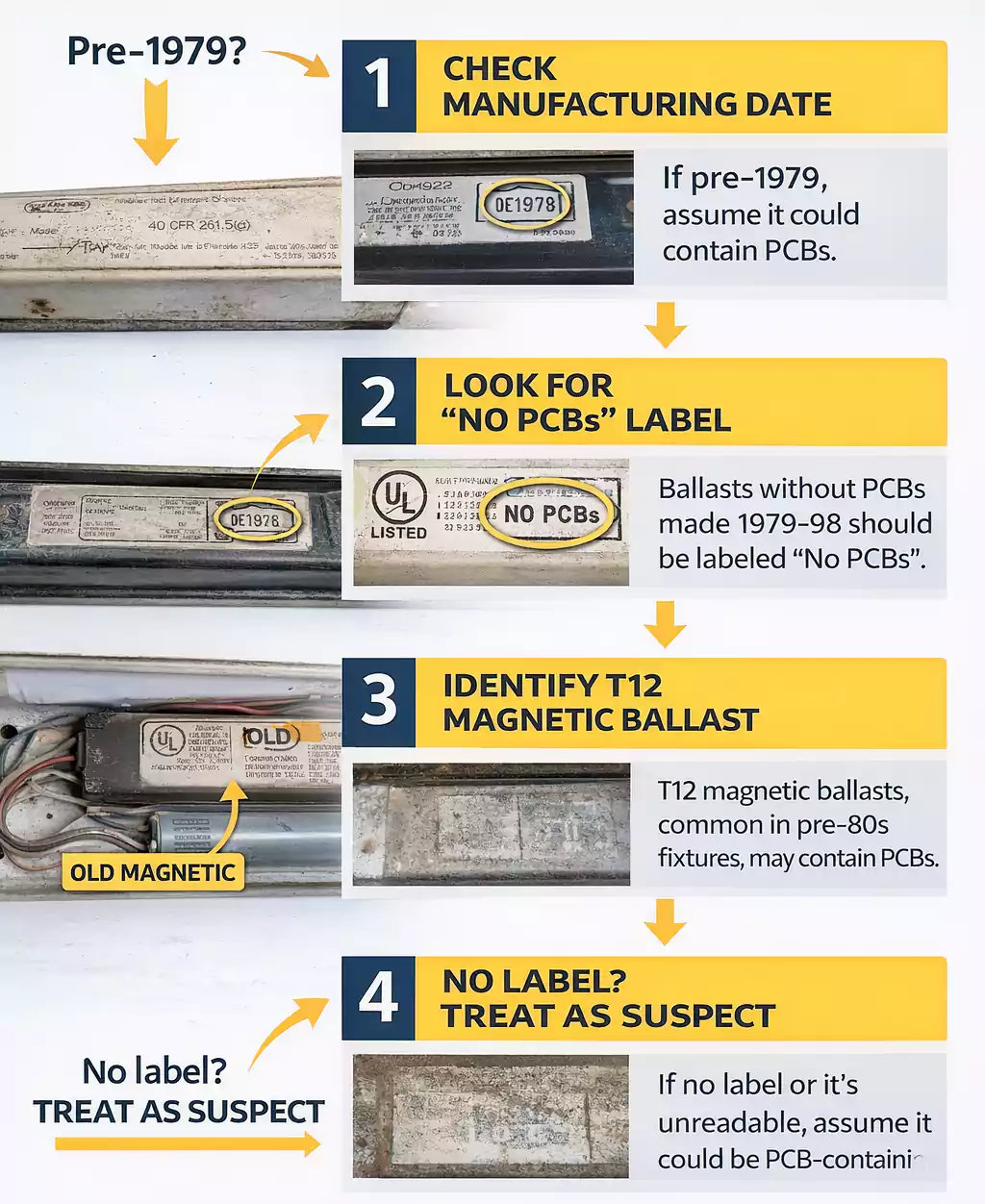 How to identify a PCB ballast