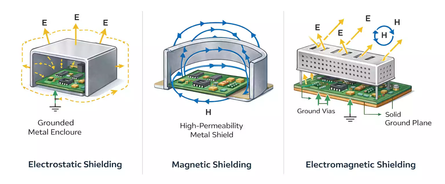 Types of PCB EMI shielding