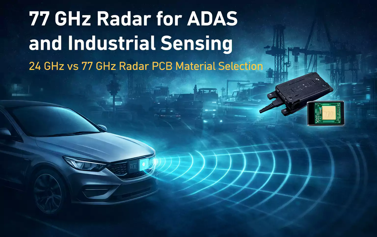 24 GHz vs 77 GHz radar PCB material selection for ADAS and industrial sensing