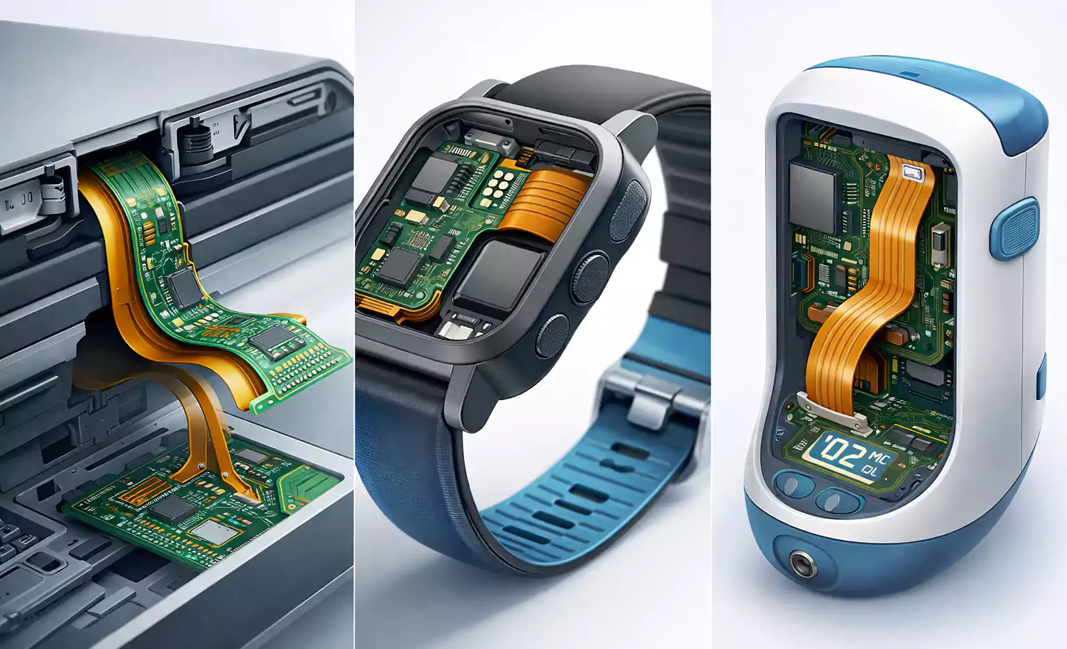 Rigid-flex PCB space-saving applications