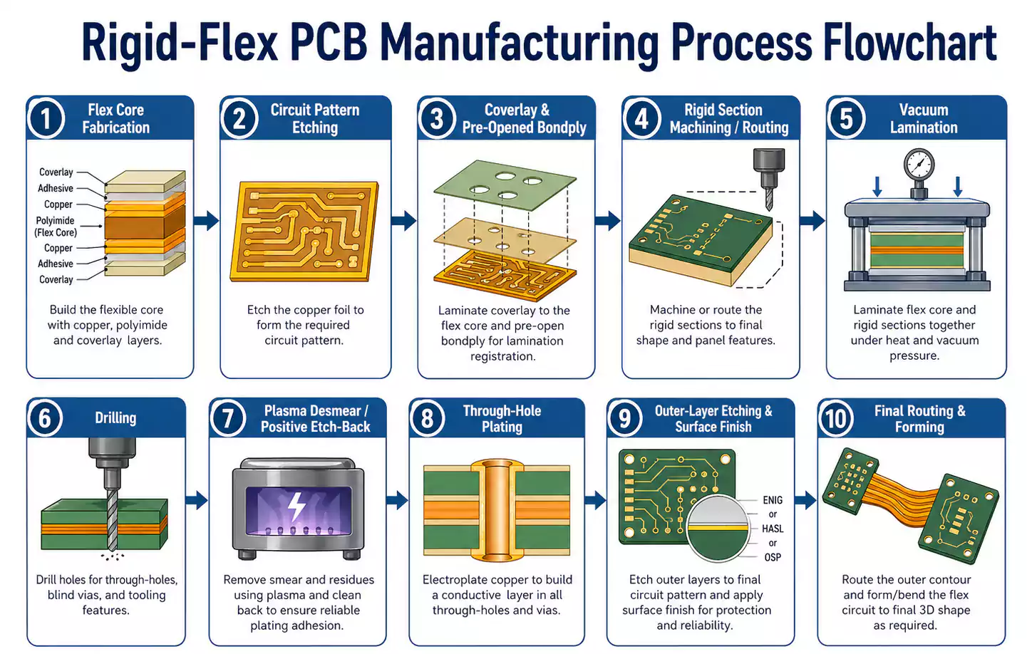 Rigid-Flex PCB manufacturing process flowchart