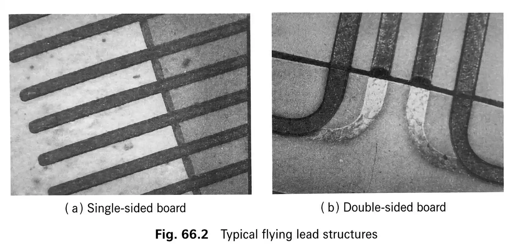 Typical flying lead flex PCB structures