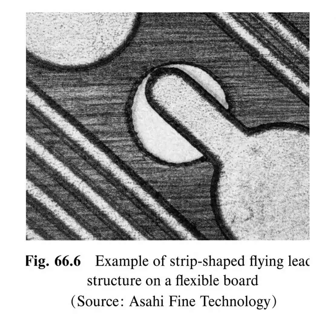 Strip-shaped flying lead structure on a flexible PCB