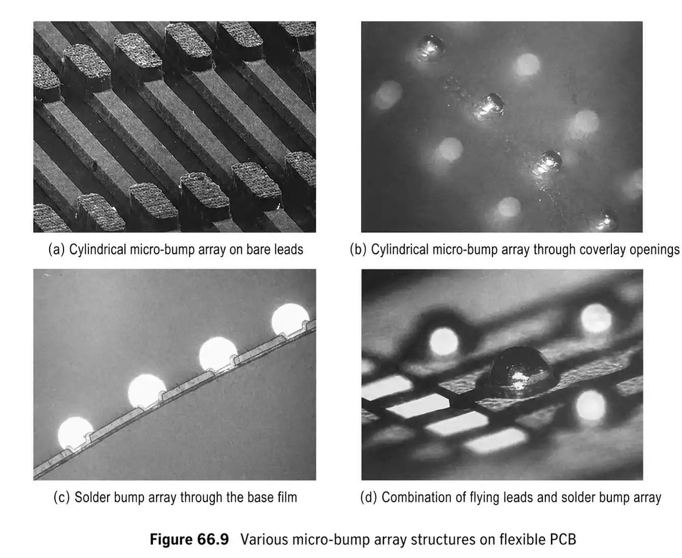Micro bump array examples on flexible PCB