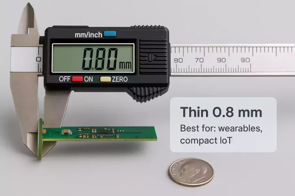 0.8 mm thin PCB measured with digital caliper