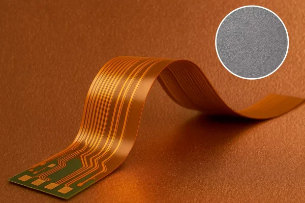 S-shaped flexible PCB with copper foil surface texture and low-profile inset