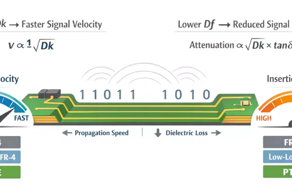 How Dielectric Constant and Dissipation Factor affect signal speed and loss in high-speed PCBs