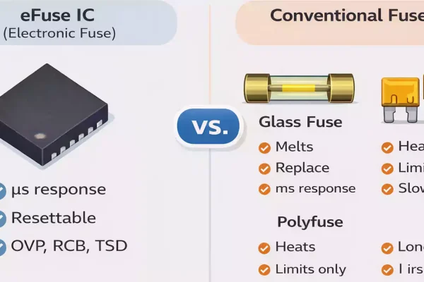 eFuse IC vs glass fuse and polyfuse comparison