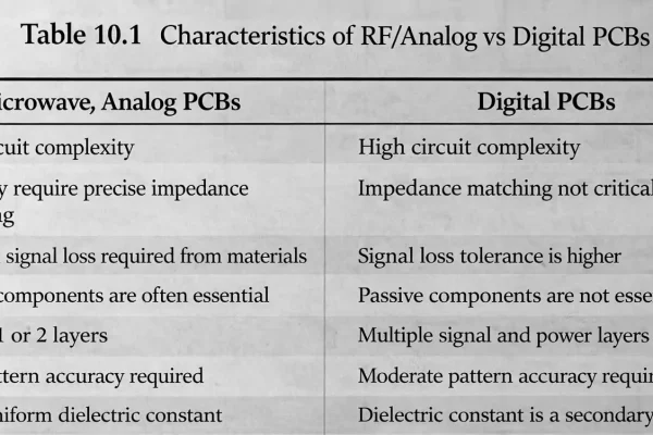 RF PCB Design comparison: characteristics of RF/Microwave/Analog vs Digital PCBs