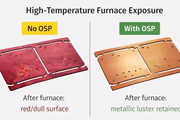 Copper base PCB with and without OSP after furnace