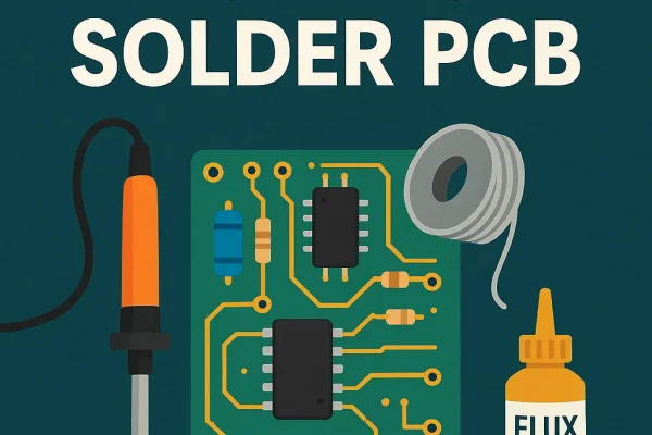 How to Solder PCB title image with soldering tools and circuit board